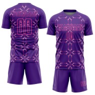 Custom Purple Pink Damask Pattern Sublimation Soccer Uniform Jersey Custom Purple Pink Damask Pattern Sublimation Soccer Uniform Jersey