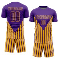 Custom Purple Gold Lines Sublimation Soccer Uniform Jersey Custom Purple Gold Lines Sublimation Soccer Uniform Jersey