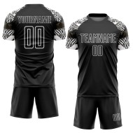 Custom Black White Zebra And Geometric Pattern Sublimation Soccer Uniform Jersey Custom Black White Zebra And Geometric Pattern Sublimation Soccer Uniform Jersey